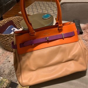 Kate Spade tan, orange, and purple leather purse